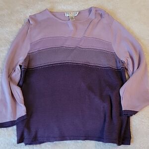 Vintage Norton Studio silk wool‎ blend fine knit purple stripe sweater size XL